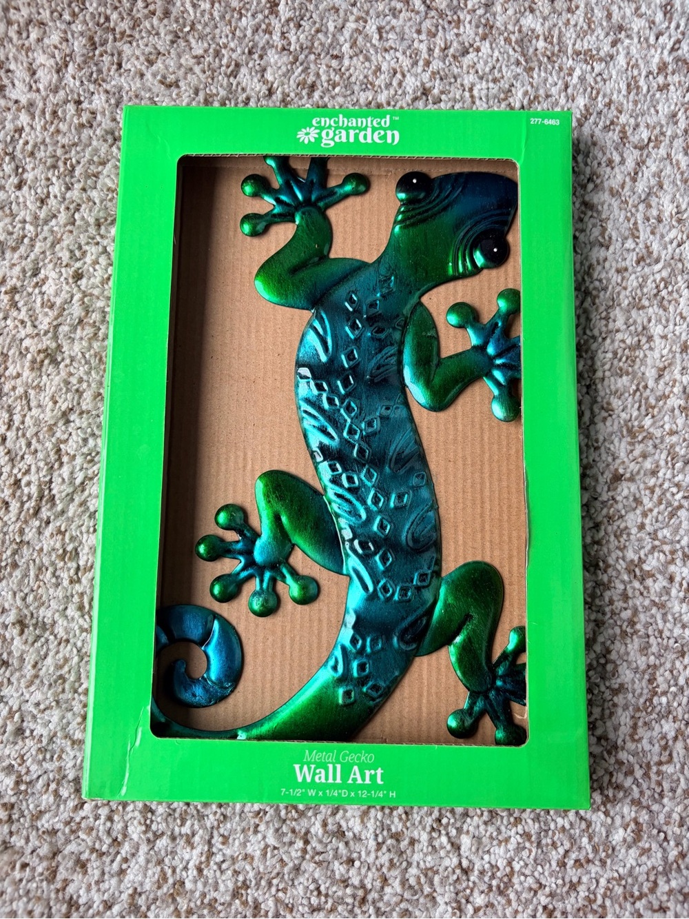Enchanted Garden Metal Gecko Wall Art - Iridescent Green/Blue